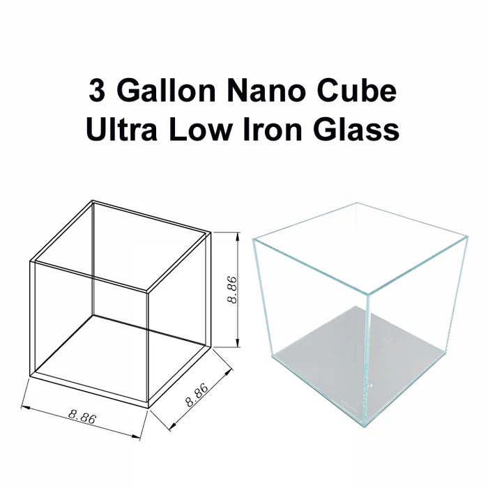 Lifegard 3 Gallon Nano Cube Low Iron Ultra Clear Glass Tank 5mm - Kit
