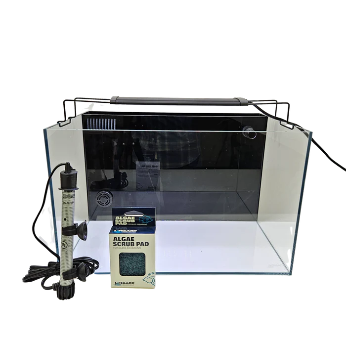 Lifegard 10 Gallon CRYSTAL Beveled Edge Low Iron Aquarium with Built in Back Filter 5mm - Kit