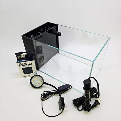 Lifegard 3.8 Gallon CRYSTAL Penensula Beveled Edge Low Iron Aquarium with Built in Side Filter 5mm - Kit