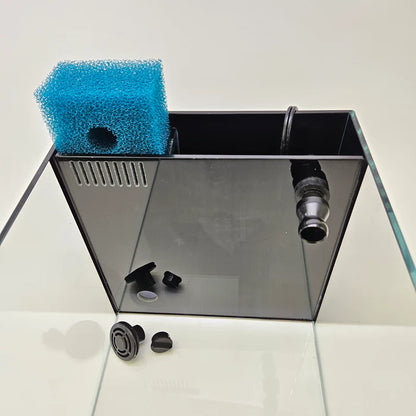 Lifegard 7.4 Gallon CRYSTAL Penensula Beveled Edge Low Iron Aquarium with Built in Side Filter 5mm - Kit