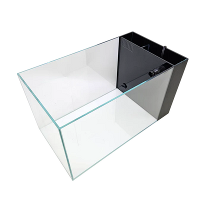 Lifegard 7.4 Gallon CRYSTAL Penensula Beveled Edge Low Iron Aquarium with Built in Side Filter 5mm - Kit