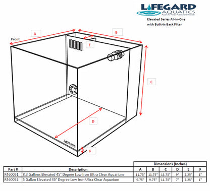 Lifegard Elevated 8.3/5 Gallon 45° Degree Low Iron Ultra Clear Aquarium
