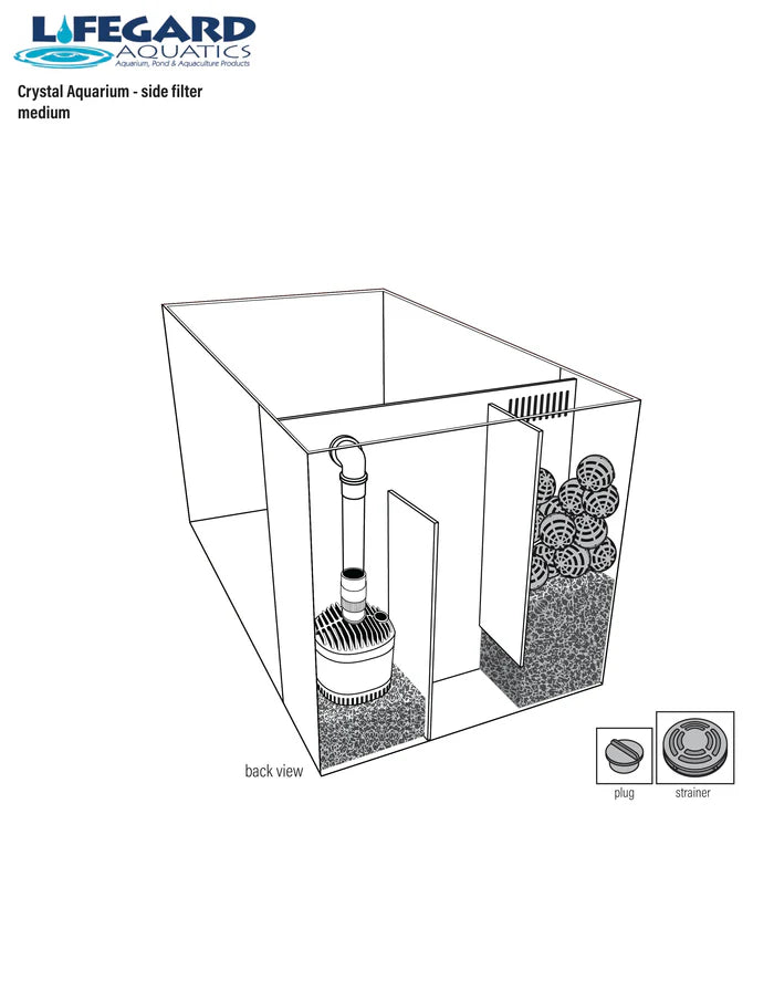 Lifegard 7.4 Gallon CRYSTAL Penensula Beveled Edge Low Iron Aquarium with Built in Side Filter 5mm - Kit