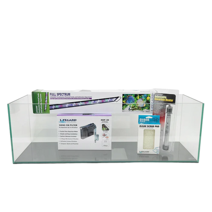Lifegard 16 Gallon CRYSTAL Beveled Edge Low Iron Bookshelf Aquarium 6mm - Kit