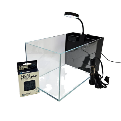 Lifegard 3.8 Gallon CRYSTAL Penensula Beveled Edge Low Iron Aquarium with Built in Side Filter 5mm - Kit